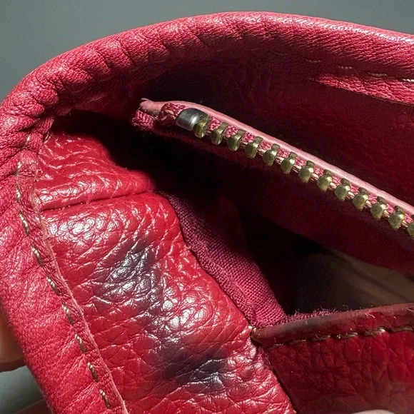 THE SAK Punch Red Pebbled Leather Tote Shoulder Bag - Picture 10 of 10